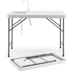 Table de Nettoyage avec évier Profond et Robinet Rotatif à 360 Table de Camping avec Carde en Fer