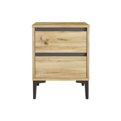 Table de nuit 2 tiroirs Rebecca Mobili Okwara 58,5x45x45 Panneau de particules PVC Chêne Clair Gris Foncé Moderne
