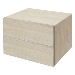 Table de nuit suspendue 2 tiroirs commode table chevet chêne sonoma 42x29x30 cm