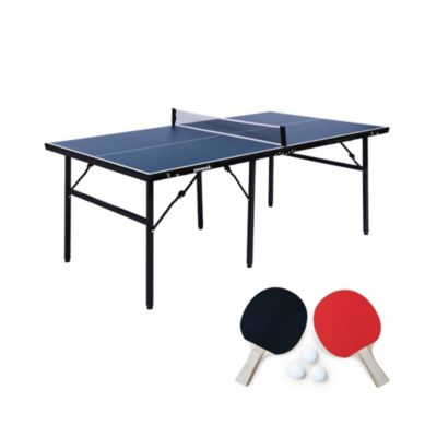 Table de ping pong d'intérieur médium. bleu. avec 2 raquettes et 3 balles