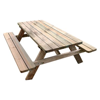 Table de pique-nique en bois avec bancs intégrés 6 personnes - 1,77 m