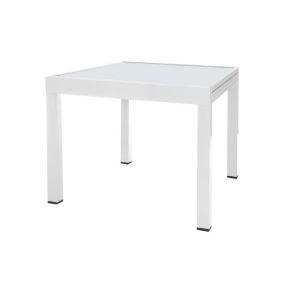 Table de repas carrée extensible Acier/Verre blanc - VADO