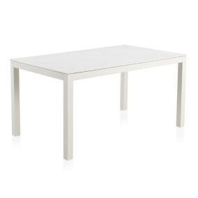 Table de repas de jardin Aluminium/Céramique Blanc - TIAS