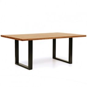 Table de repas en chêne massif et piètement métal 180 x 90 cm - FANY