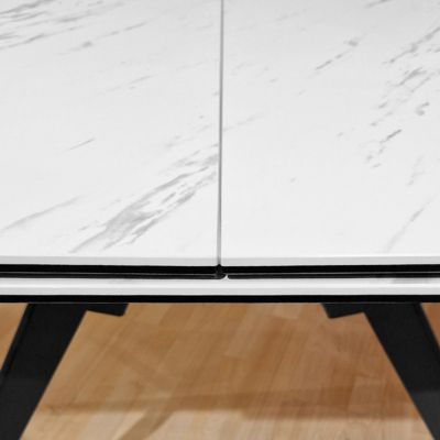 Table de repas extensible 130-170 cm céramique blanc marbré - LAUREL