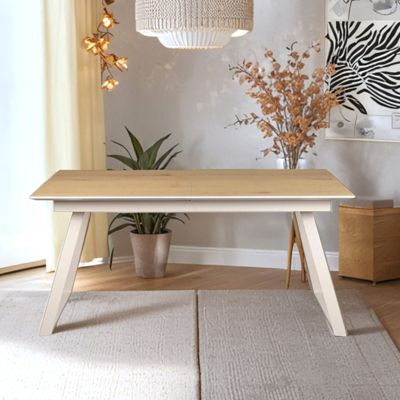 Table de repas extensible 160-200 cm placage bois de chêne - MARJORIE