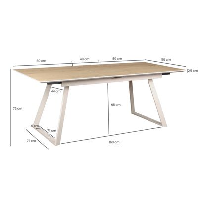 Table de repas extensible 160-200 cm placage bois de chêne - MARJORIE