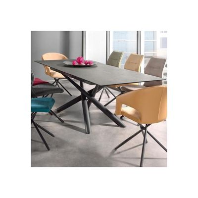 Table de repas extensible 160 à 200 cm plateau céramique gris - SPLENDIDE