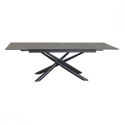 Table de repas extensible 160 à 200 cm plateau céramique gris - SPLENDIDE