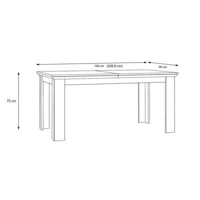 Table de repas extensible 160-206 cm décor chêne blanchi - ANGELE