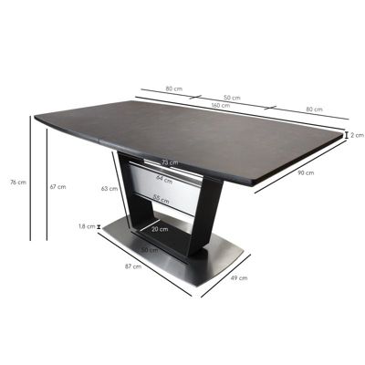 Table de repas extensible 160 - 210 cm en céramique gris - DIVINE