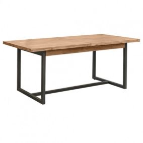 Table de repas extensible 180-220 cm bois d'acacia et métal - MAYBEL