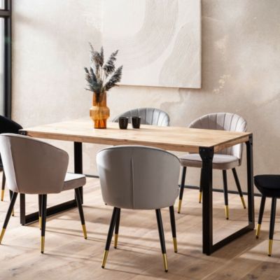 Table de Salle à Manger 120 cm Bois Massif Métal Industriel Cuisine FineBuy