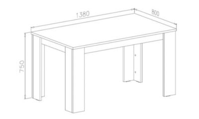 Table de salle à manger, 138x80x75cm, couleur chêne clair Jusqu'à 6 personnes