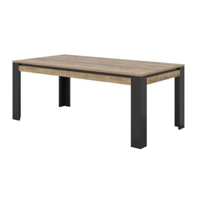 Table de salle à manger 8 personnes MEUNIER  Chene & noir Mat, 195x77x100 cm