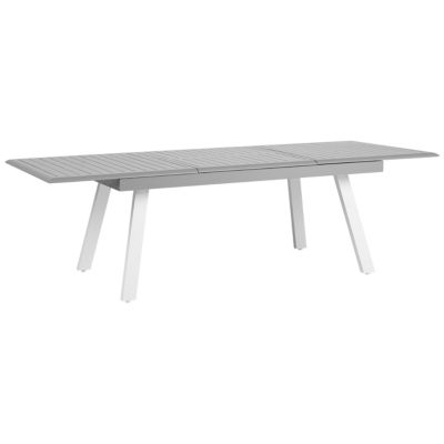 Table de salle à manger de jardin extensible PERETA 175/255 cm 100 cm Métal Gris clair