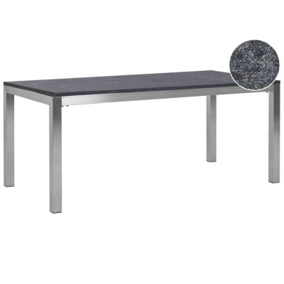 Table de salle à manger de jardin GROSSETO 180 cm 90 cm Flammé Granit Gris graphite
