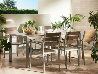Table de salle à manger de jardin VERNIO 180 cm 90 cm Métal Marron