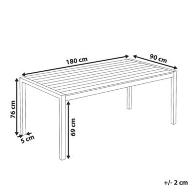Table de salle à manger de jardin VERNIO 180 cm 90 cm Métal Marron