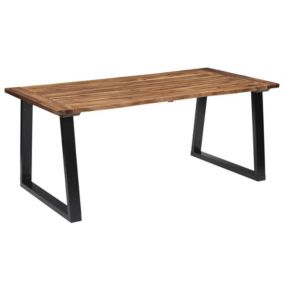 Table de salle à manger en acacia massif (180x90x75 cm - Noir)