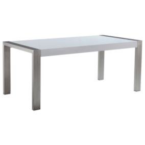 Table de salle à manger en acier inox / plateau blanc 180 x 90 cm ARCTIC I