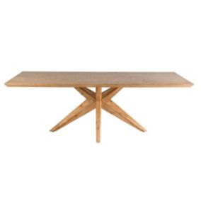 Table de salle à manger en pin massif et placage chêne L240 cm - STELLA