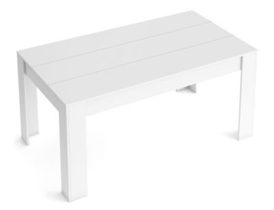 Table de Salle à manger, extensible de 140-200x90x76cm, couleur Blanc mat