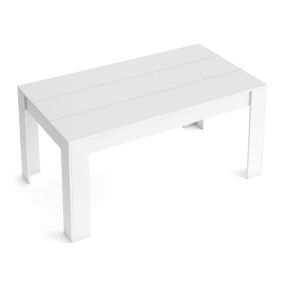 Table de Salle à manger, extensible de 140-200x90x76cm, couleur Blanc mat