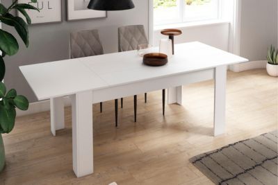 Table de Salle à manger, extensible de 140-200x90x76cm, couleur Blanc mat