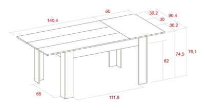 Table de Salle à manger, extensible de 140-200x90x76cm, couleur Blanc mat