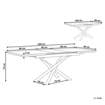 Table de salle à manger extensible MOIRA Blanc 160/200 cm 90 cm