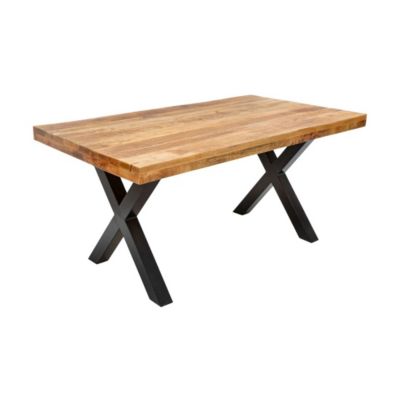 Table de salle à manger LODEN  Bois massif de manguier verni  160 cm  Style industriel