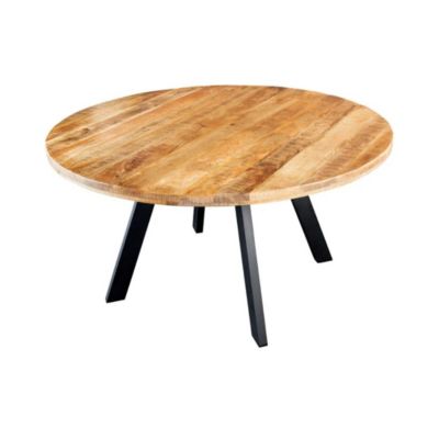 Table de salle à manger LODEN  Bois massif et métal  140 cm  Ronde  Style industriel