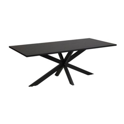 Table de salle à manger LOFT  8 personnes noir effet bois et pieds métal