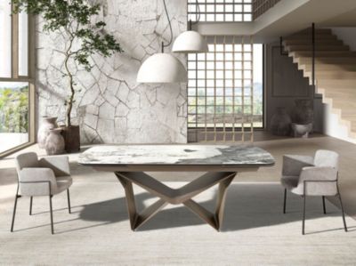 Ensemble Table à Manger & 4 Chaises Estelle I & Deluxe II 106cm Gris Fonce Gris