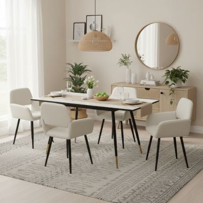 Table Salle à Manger Extensible Shally Dogan - De 90x60cm à 120x60cm | Blanc Moderne