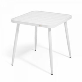 Table de terrasse carrée en aluminium blanc  Oviala