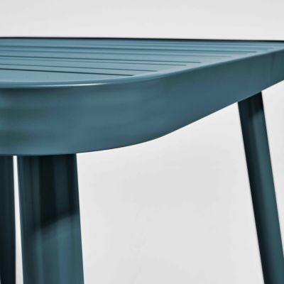 Table de terrasse carrée en aluminium bleu canard  Oviala