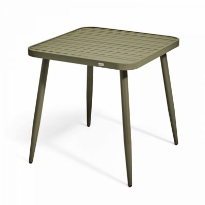 Table de terrasse carrée en aluminium vert kaki  Oviala