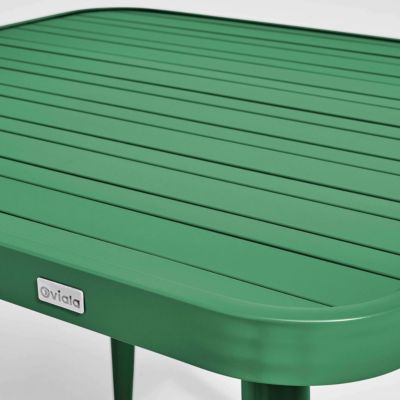 Table de terrasse carrée en aluminium vert olive  Oviala