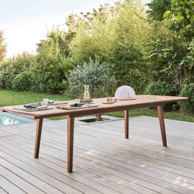 Table de terrasse extensible en bois d'eucalyptus 8 à 10 places  Oviala