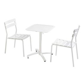 Table de terrasse inclinable 60 x 60 cm et 2 chaises blanc  Oviala