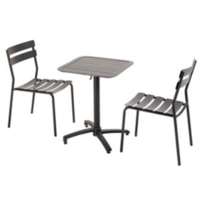 Table de terrasse inclinable 60 x 60 cm et 2 chaises noir  Oviala