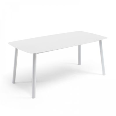 Table de terrasse rectangulaire en aluminium et pierre frittée blanc  Oviala