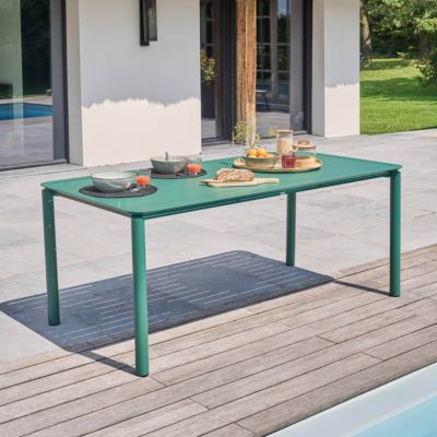 Table de terrasse rectangulaire en aluminium vert foncé  Oviala