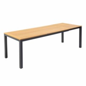 Table de terrasse rectangulaire extensible 180/240 cm bois et noir  Oviala