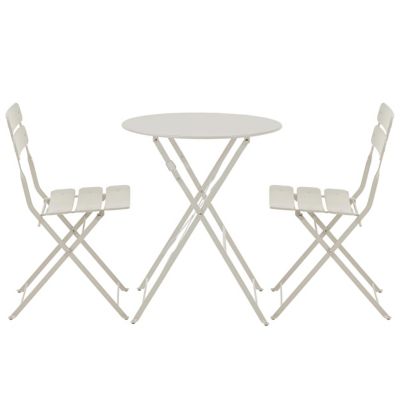 Table de terrasse ronde pliante et 2 chaises pliantes beige clair  Oviala