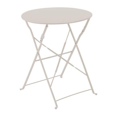 Table de terrasse ronde pliante et 2 chaises pliantes beige clair  Oviala