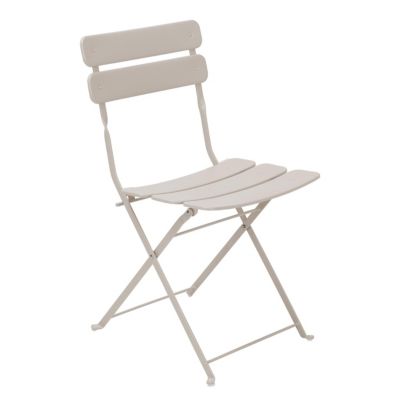 Table de terrasse ronde pliante et 2 chaises pliantes beige clair  Oviala