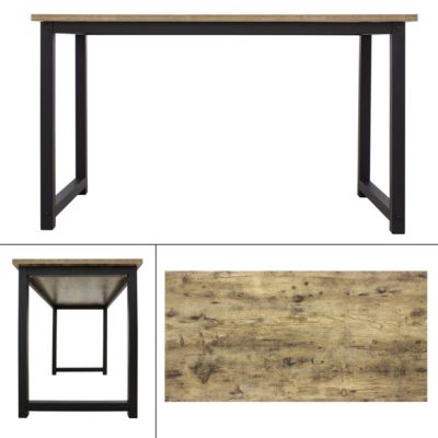 Table de travail bureau d'ordinateur naturel noir en MDF cadre métal 120x60 cm